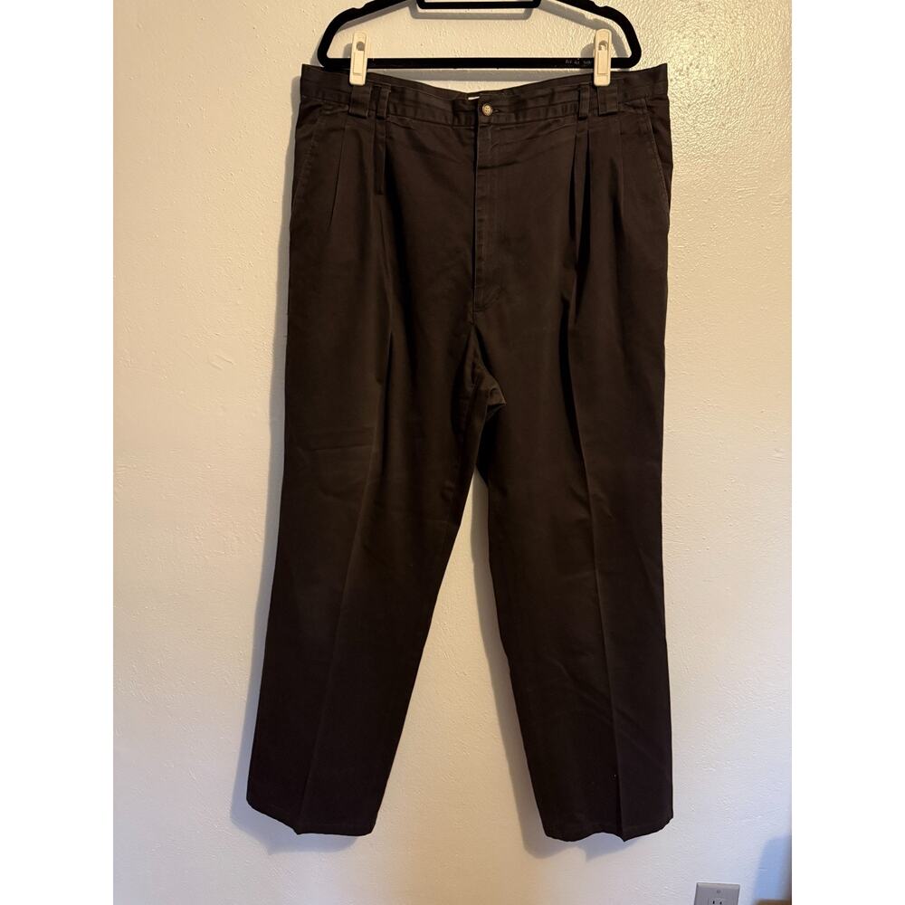King Size Mens Pleated Black Pants Sz 42x 32 4 pockets